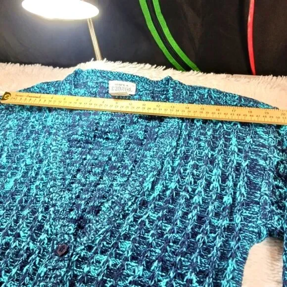 Here's A Hug Button Down V-Neck Cardigan/Sweater Vintage 2 Pockets. Woman Medium - Picture 5 of 10